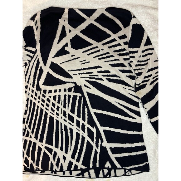 LAYFAYETTE 148 Navy Abstract Silk Blend Long Sleeve Sweater Classy Luxury Preppy - Picture 2 of 9